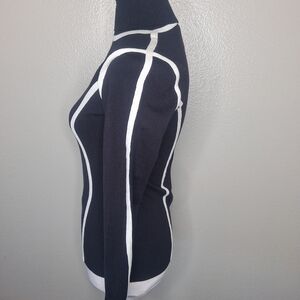 Grace Women's Navy White Rayon Nylon  Turtleneck Sweatshirt Nautical Preppy XS